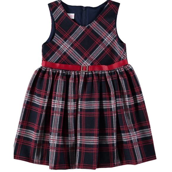 Bonnie Jean Girls Plaid Holiday Dress with Cardigan Size 4 Red and Navy NWT - Picture 2 of 8